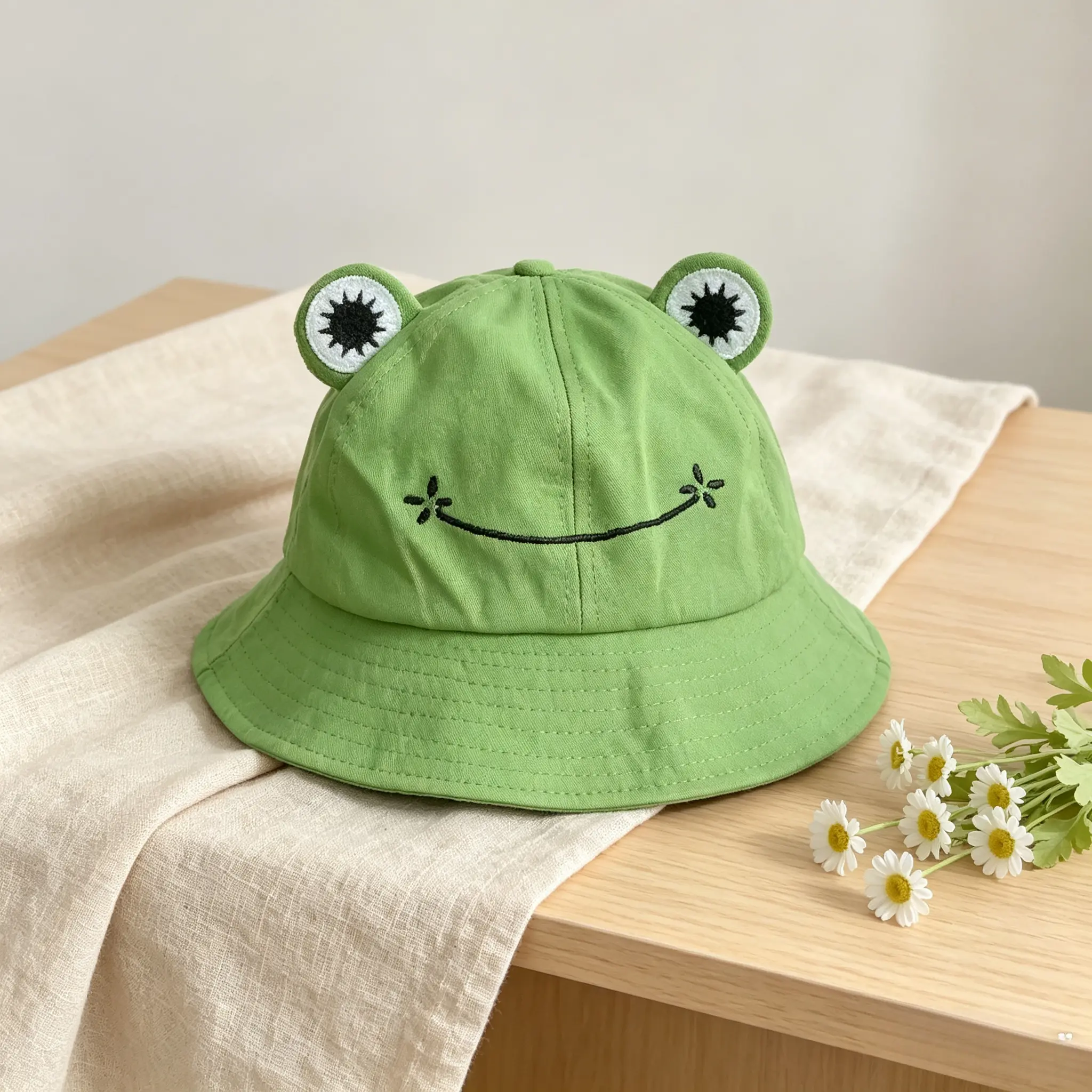 Women’s Cute Frog Bucket Hat With 3D Animal Ears & Cartoon Face Design, Lightweight Breathable Washable Fashion Accessory For Daily Outfits And Themed Parties