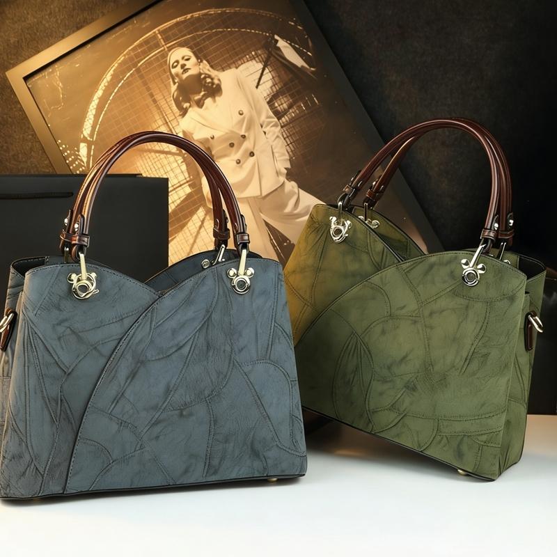 Elegant Vintage Patchwork Handbag, Large Capacity Commuter Tote Bag, Lightweight Luxury Mom Bag, Single Shoulder Crossbody Bag