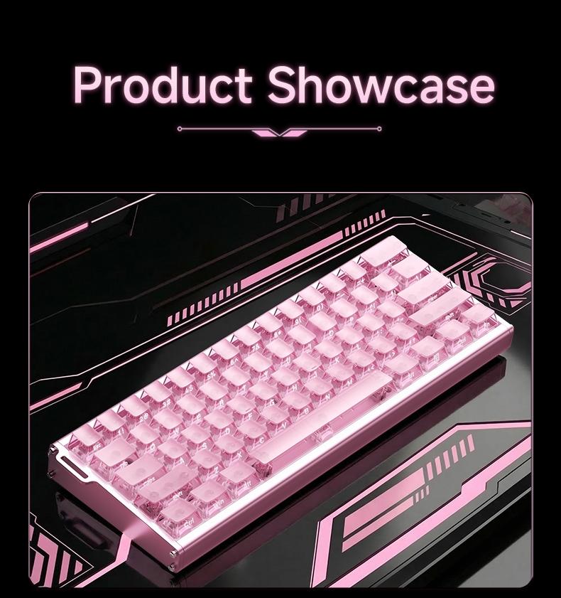 AJAZZ ALUX60 TITAN wired esports gaming mechanical keyboard silver ear switch pink transparent keycap 8K return rate wired plug and play computer office keyboard RGB DIY support multiple systems suitable for gaming and office