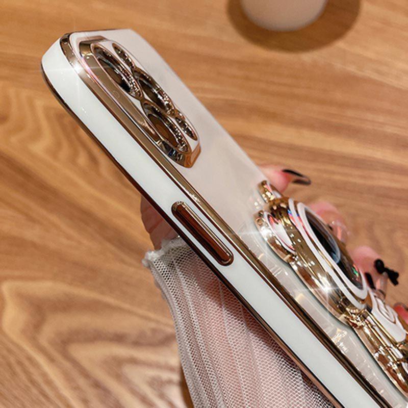 Note 8 Fashion Series Pearl Strap Lanyard Phone Holder Case For Compatible With Samsung Galaxy Note 8 Plating Cover and Elegant Blue Luxury Leopard Print Little Bear Protector Cases