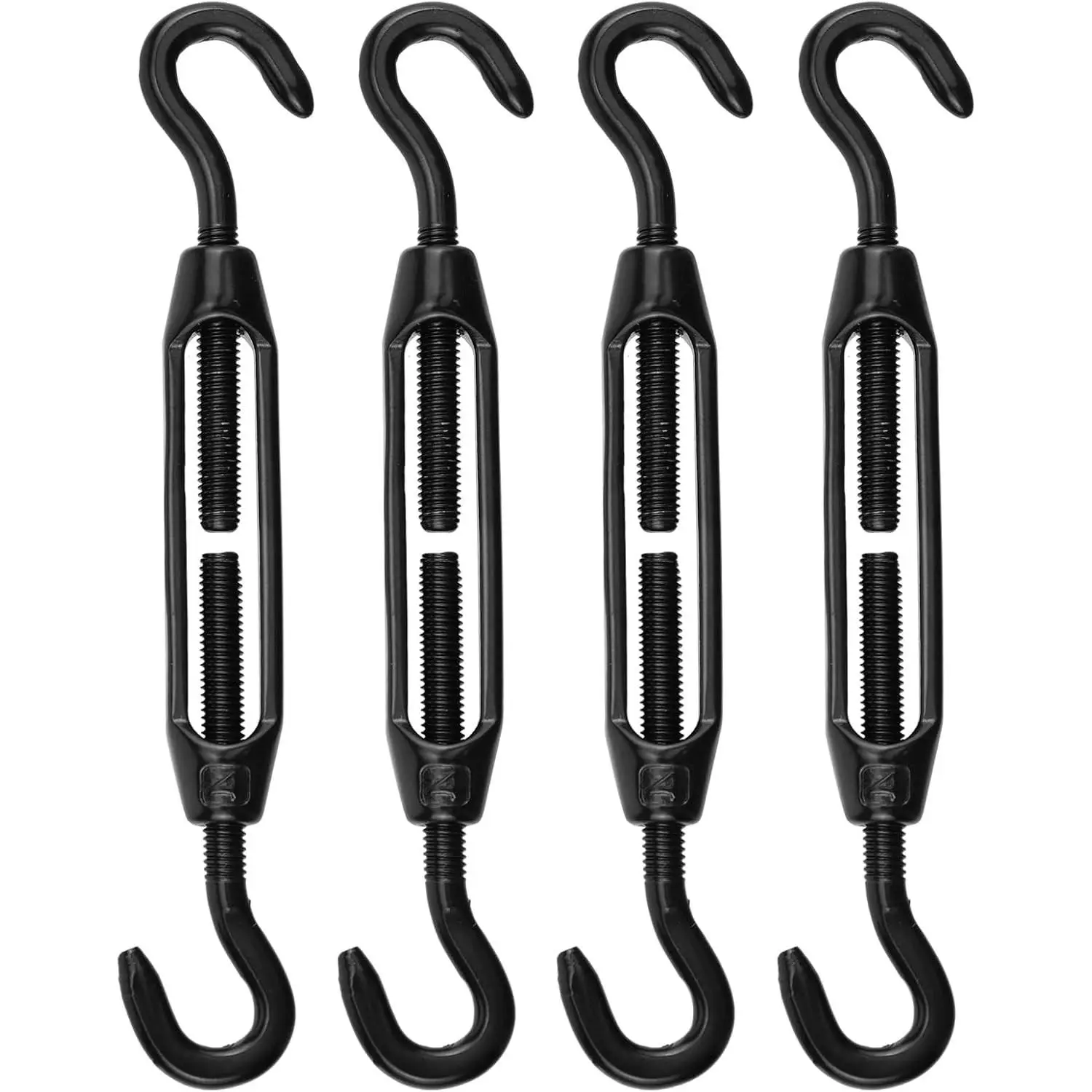 Stainless Steel Double Hook Turnbuckles M4 Black 4Pcs
