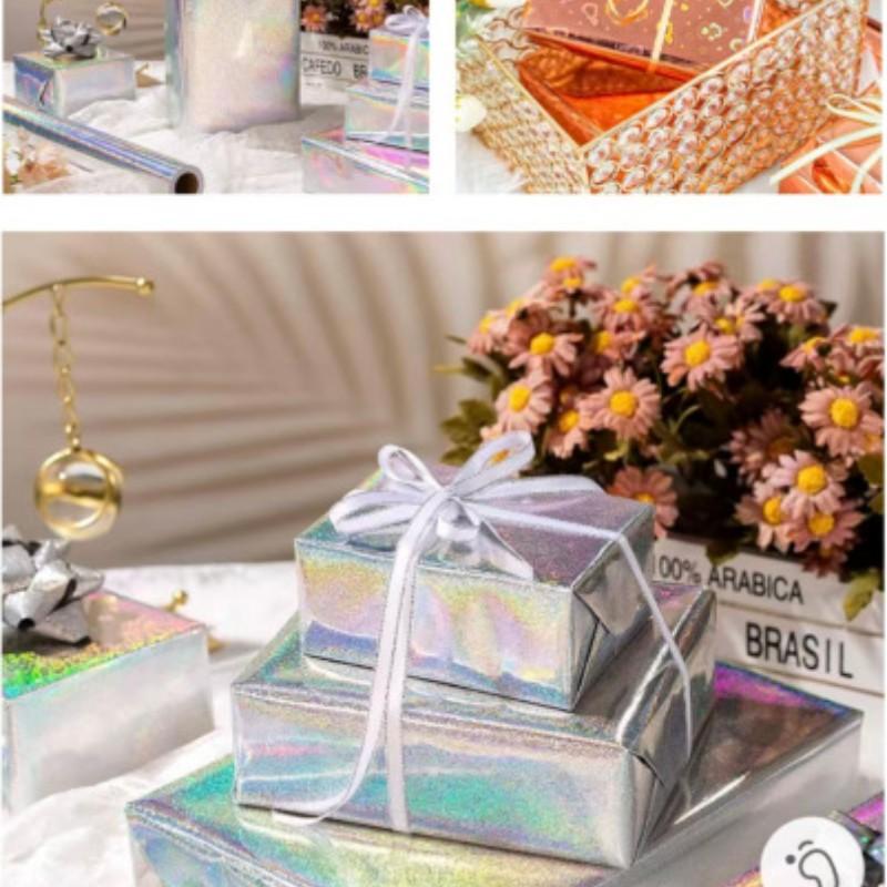 Gradient Holographic Star Glitter Paper, 16.93x118.11 Inches, Shiny Craft Decorative Paper, Ideal for Art, Holiday Gift Wrapping, Waterproof