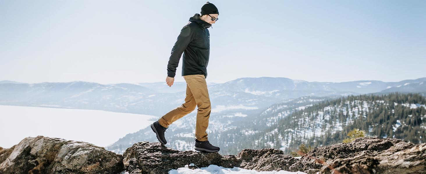 Mishansha Winter Boots for Men & Women Water Resistant Non Slip Soft Lined Snow Boots with Laces for Outdoor Hiking Walking Shoes