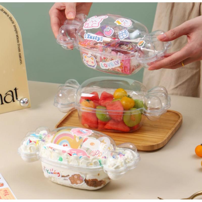 Mini Rainbow Macaron Small Cookie Packaging Box Fruit Packaging Box Candy Shape Cream Cake Disposable Transparent Packaging Box