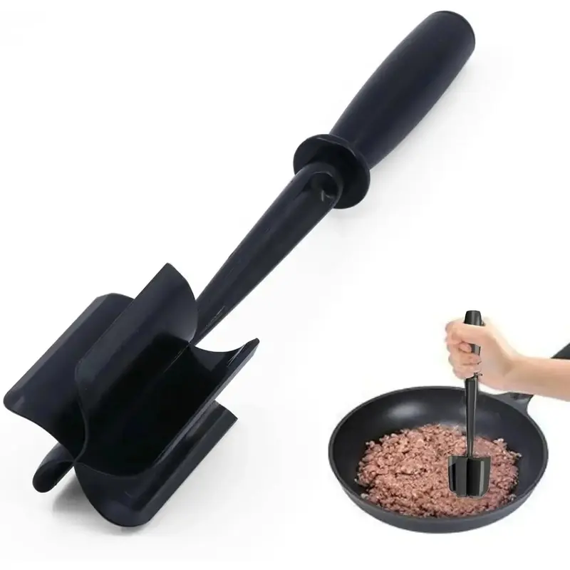 Meat Chopper, 5 Curve Blades Ground Beef Smasher, Heat Resistant Hamburger Smasher Tool, Nylon Potato Masher Utensil, Ground Meat Chopper, Meat Separator Tool for Hamburger, Non Stick Mix Chopper