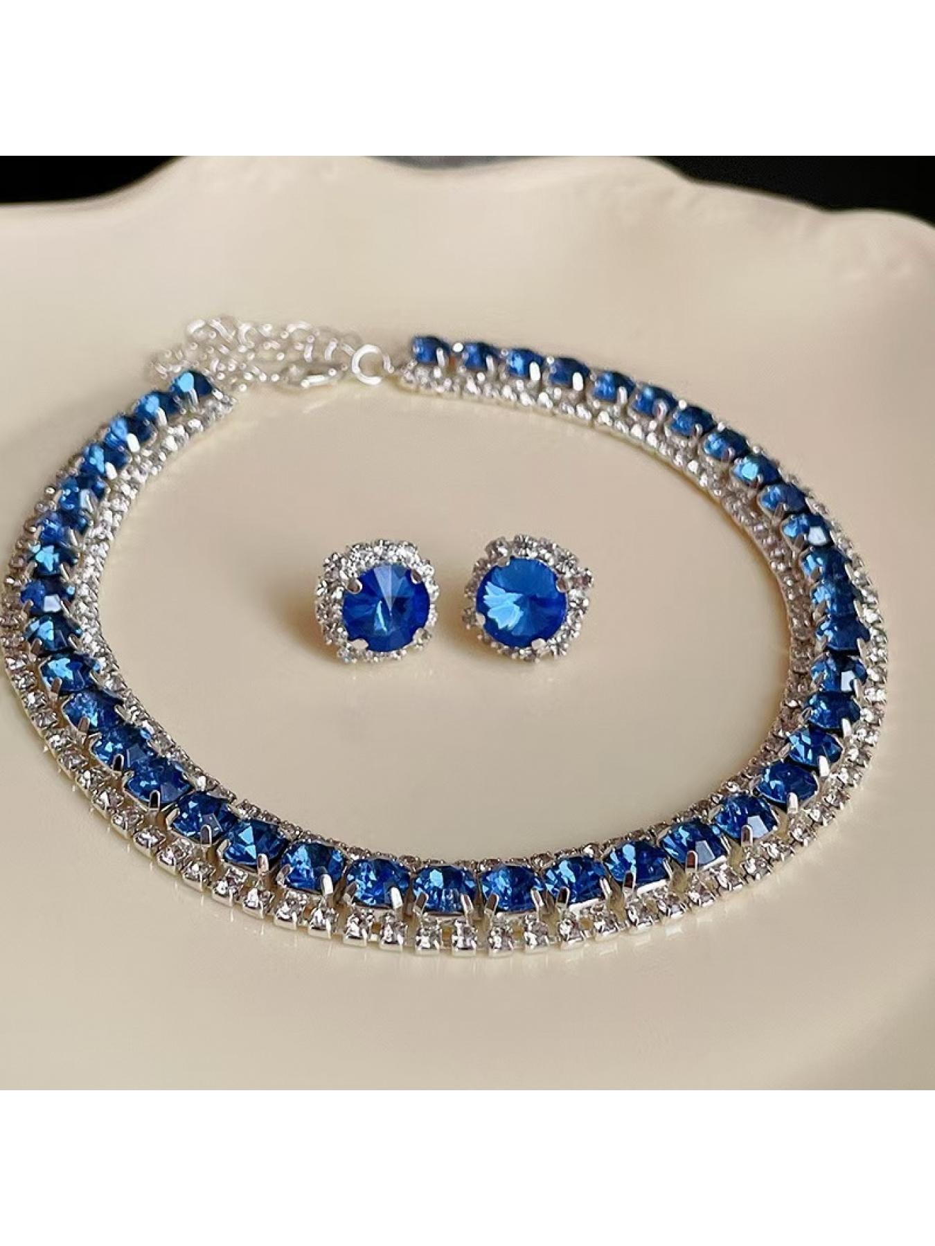 European and American Style Geometric Cubic Zircon Drop Necklace Women's Personalized Versatile Clavicle Chain Fashion Jewelry