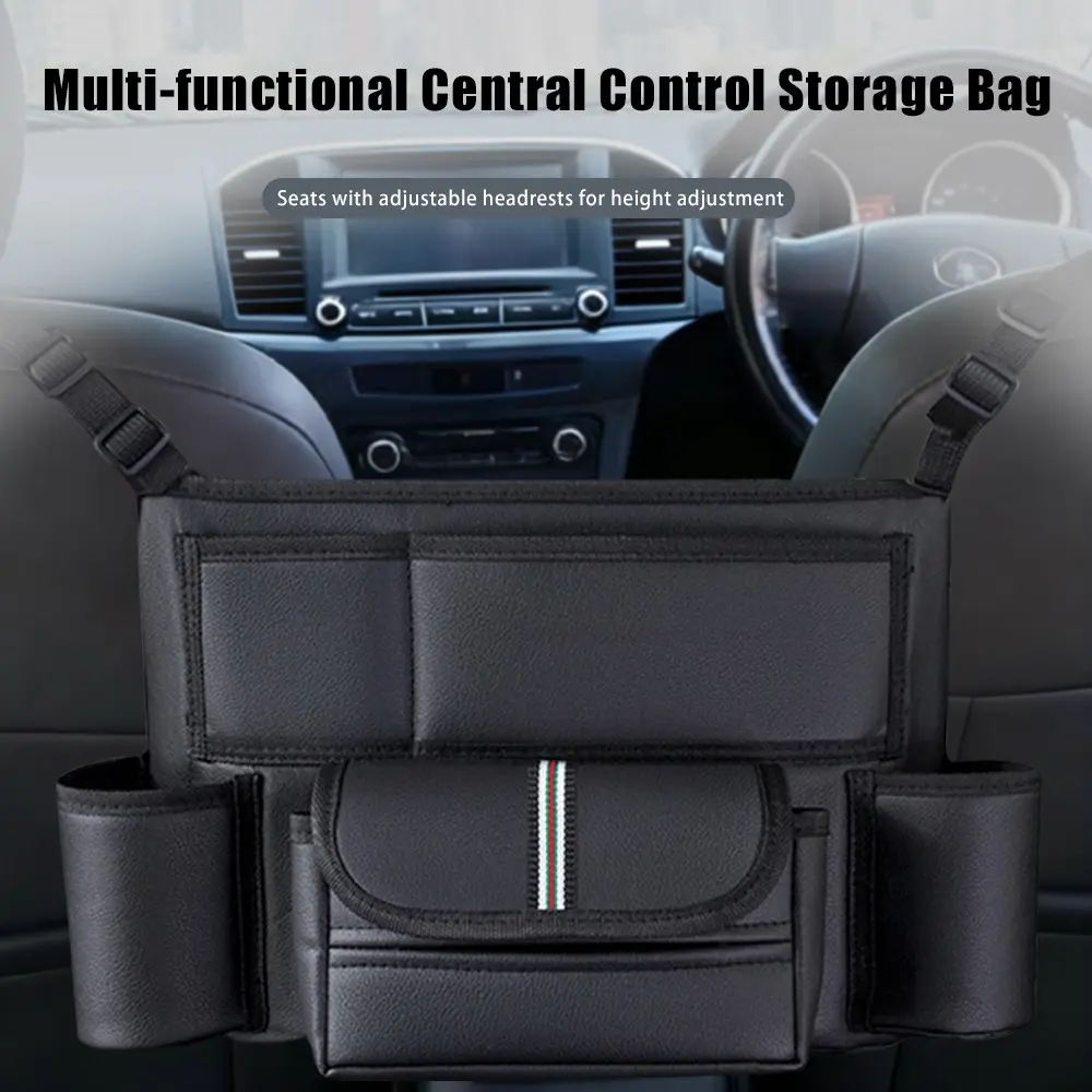 Car Dashboard Storage Bag, Car Seat Middle Organizer, Multi-Functional Car Interior Storage Bag for Water Bottle, Phone, Miscellaneous Items