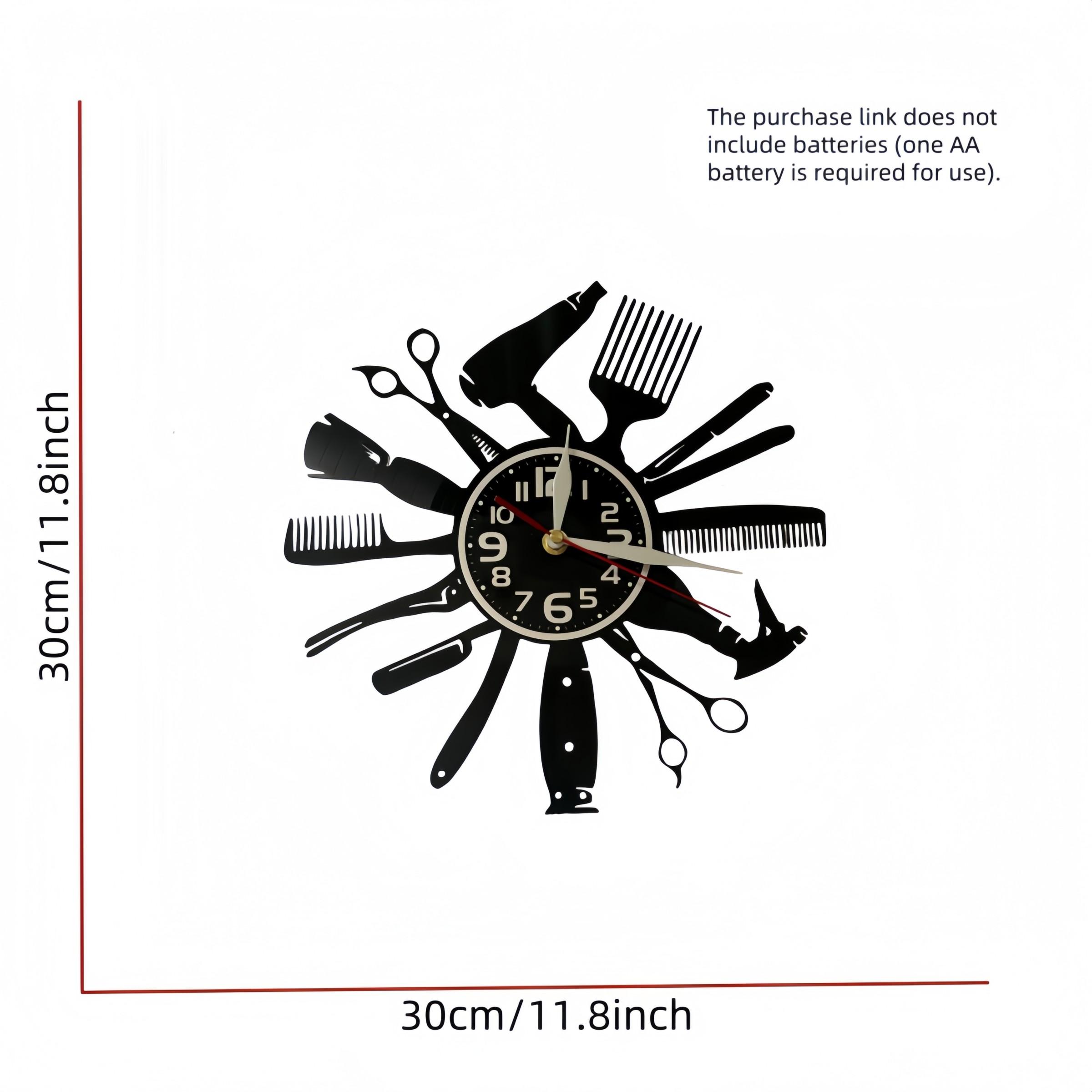 Scissors Comb Shape LED Clock, Numbers & Hands, Clear Easy-Read Design, Ideal for Hair Salons & Styling Studios, Home Decor