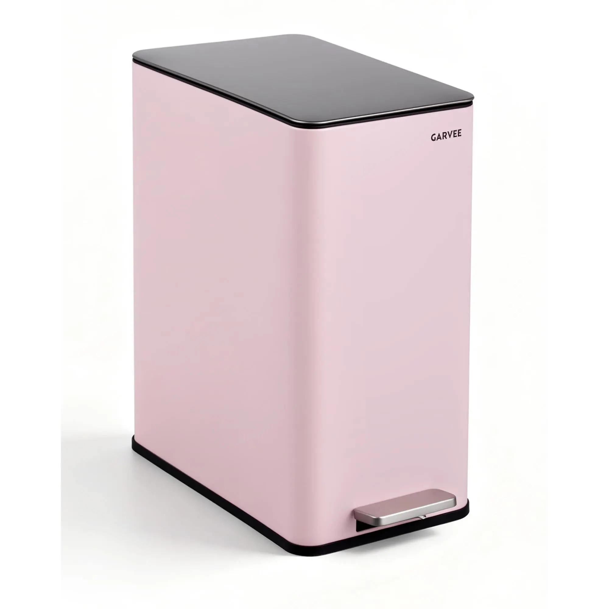 GARVEE 4 Gallon Stainless Steel Step-On Garbage Bin with Soft Close Lid, Compact Slim Design and Removable Inner Bucket for Bathroom, Kitchen, Office, and Living Room Use