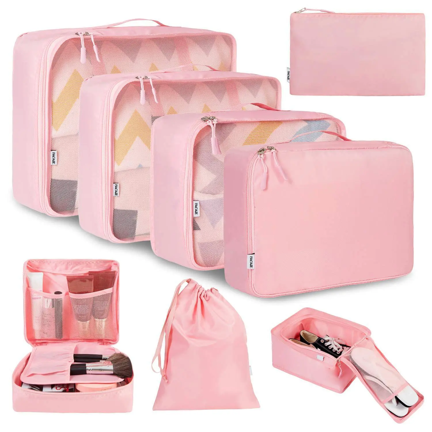 8pcs/ Set Packing Cubes for Suitcases, Travel Luggage Packing Organizers, Closet Storage, Under-Bed Storage, Storage Trunks, Compression Storage Shoe Bag, Clothing Underwear Bag, for Man & Women, Under-Bed Storage