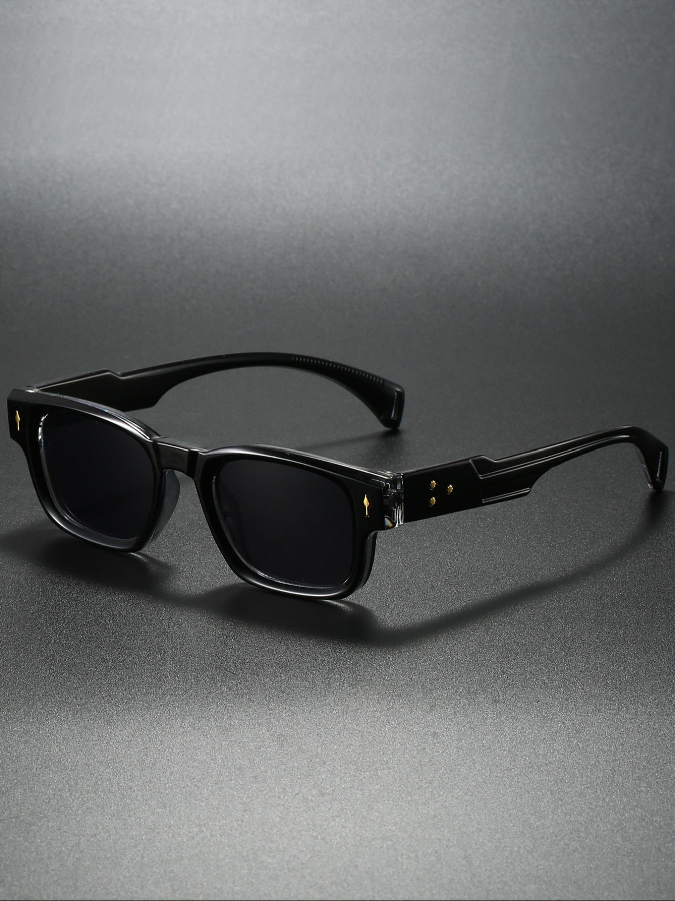 Men's Fashion Eyeglasses Frame, Square Frame Glasses, Classic Style Arrow Design, Trendy Rivet Decoration, Vintage Look, New Arrival, Stylish Eyeewear, Square Frames Eyeglass, Square Frame Eyewear, Casual Stylish Glasses