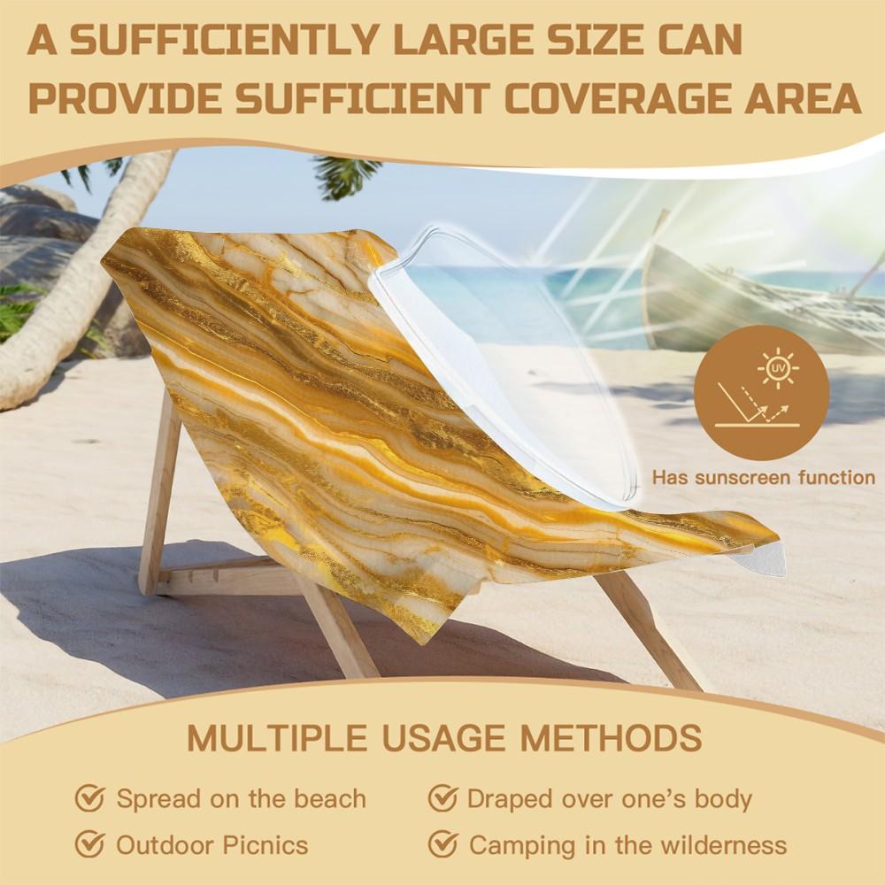 Marble Pattern Art Beach Towel, Luxury Premium Design, Quick Dry Absorbent Soft Skin-friendly, Ideal for Vacation Photoshoot Pool Daily Use