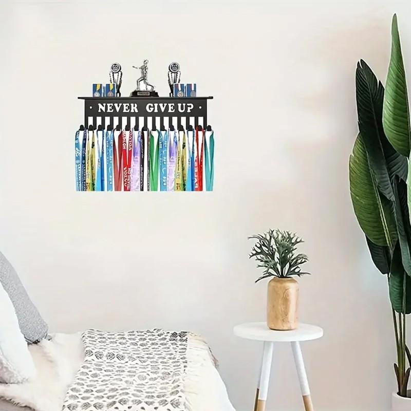 Metal Wall-Mounted Medal Display Rack, Hang Sports Trophies and Sashes, Home Art Decor Style, Independent Storage, Easy Assembly