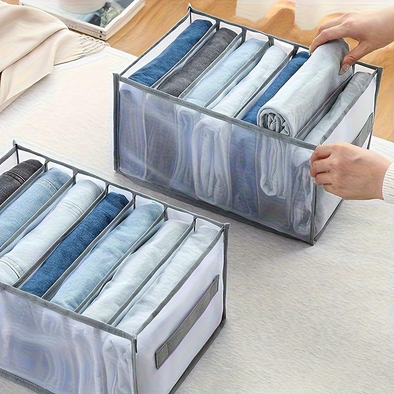 Transparent plastic fiber drawer organizer box with smooth drawers and a sturdy frame - foldable space-saving storage box with label holder, suitable for wardrobes and under beds - organizes shirts, jeans, underwear, and socks