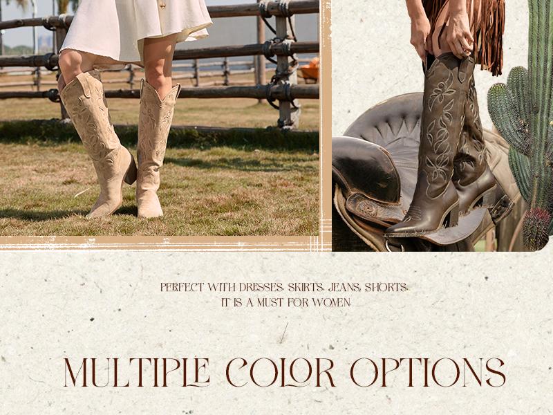 Wetkiss Knee High Cowboy Cowgirl Boots for Women, Western Boots with Pull On Tab, Chunky Heel Design, Unique and Stylish  ,Women's Shoes,Women's Boots  Footwear  #TikTokShopStockUp