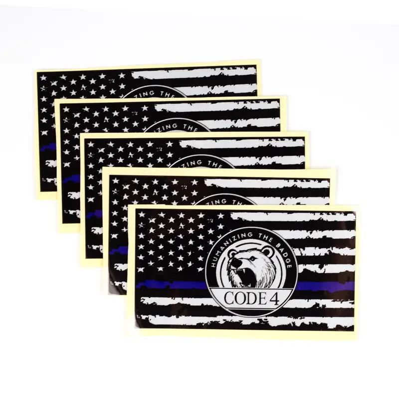 Thin Blue Line Police Sticker Patriotic Car & Laptop Decal Code 4 Humanizing The Badge 5 PCS High-Quality PVC Material Waterproof UV Protection Easy Installation Perfect for Cars Trucks Motorbikes Bumpers Windows Cabinets Walls Laptops