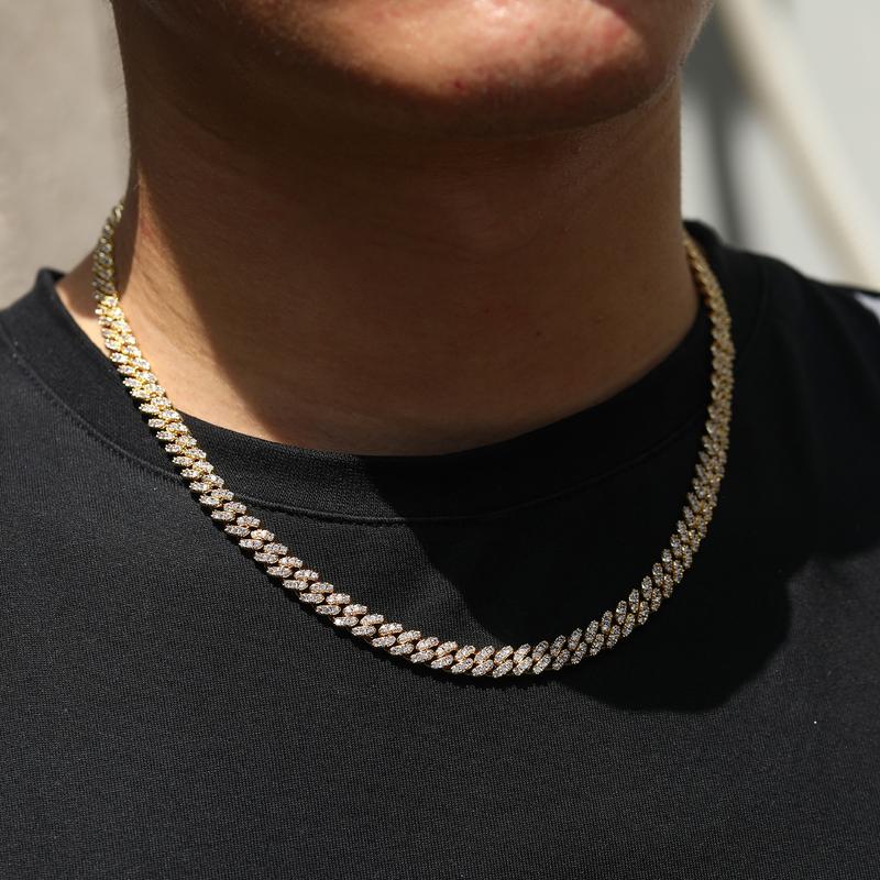 【#N4 】6mm Hip Hop Men's Jewelry Cuban Chain Miami Cuban Chain Ice Out 925 Sterling Silver Synthetic Moissanite Cuban Link Chain Necklace