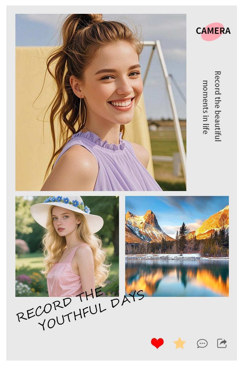 Foldable Screen Student Camera, Retro Ccd Card Camera, 1080P Digital Portable Camera, Includes Phone Chain and 32GB Storage, Perfect Gift