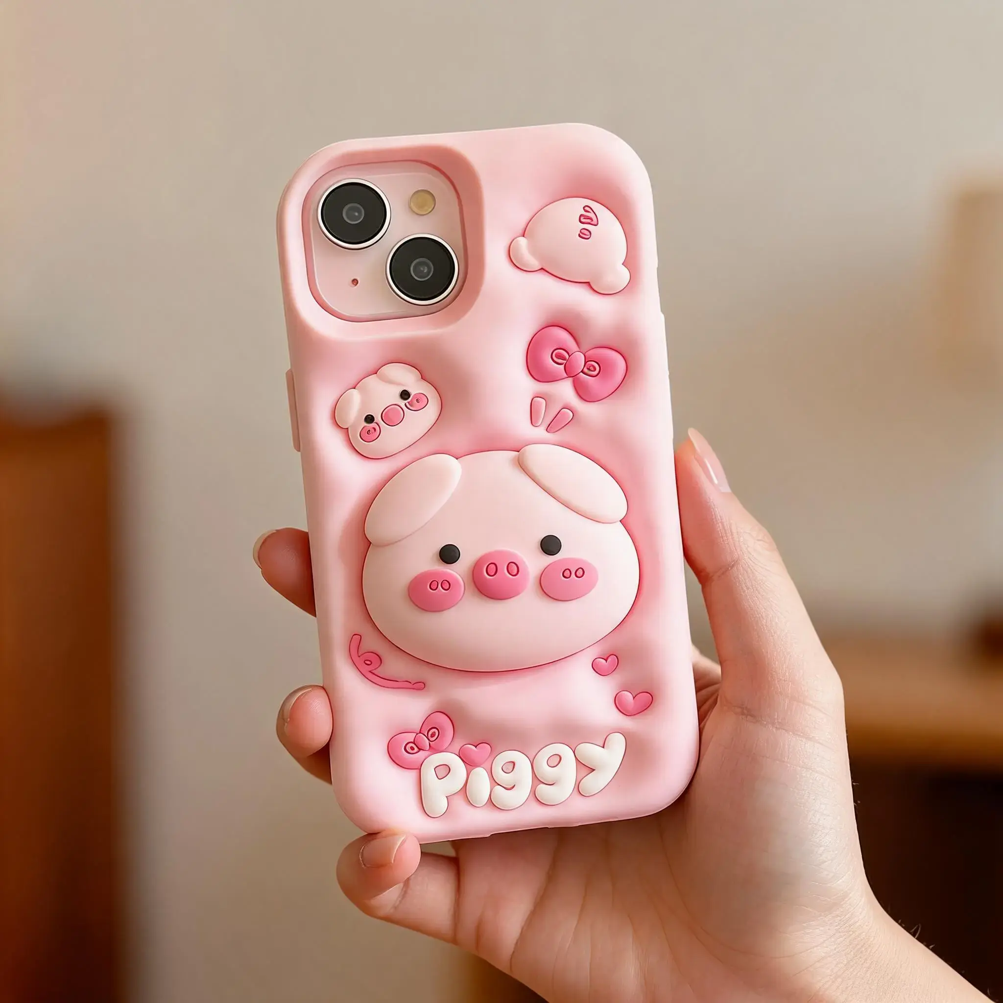 Cute Pig Design Phone Case, 1 Count Decorative Phone Protector Cover, Soft Silicone Cover, Phone Accessories Compatible with iPhone 11 12 13 14 15 Pro Max, Decorative Smartphone Protector