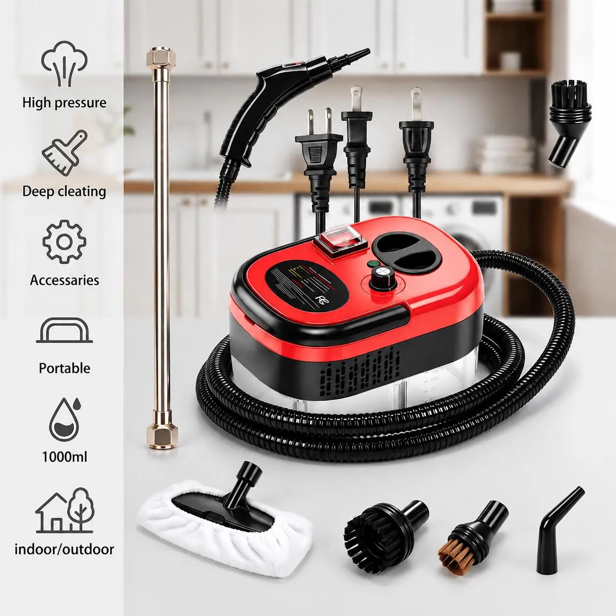 【Toolupgrade】2500W Plug-In Portable Car Steam Cleaner, High-Temperature Handheld Auto Detailing Machine with Accessories for Car Interior Deep Cleaning