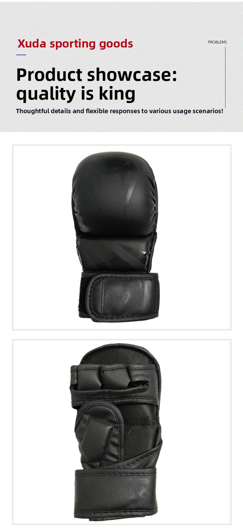 Adult Boxing Gloves for Sanda Training MMA Fighting Punching Bag Half Finger Professional Competition Kickboxing Gloves Shock Absorption Breathable Wrist Support Protective Gear for Martial Arts Sparring Grappling Training for Men Women Athletes