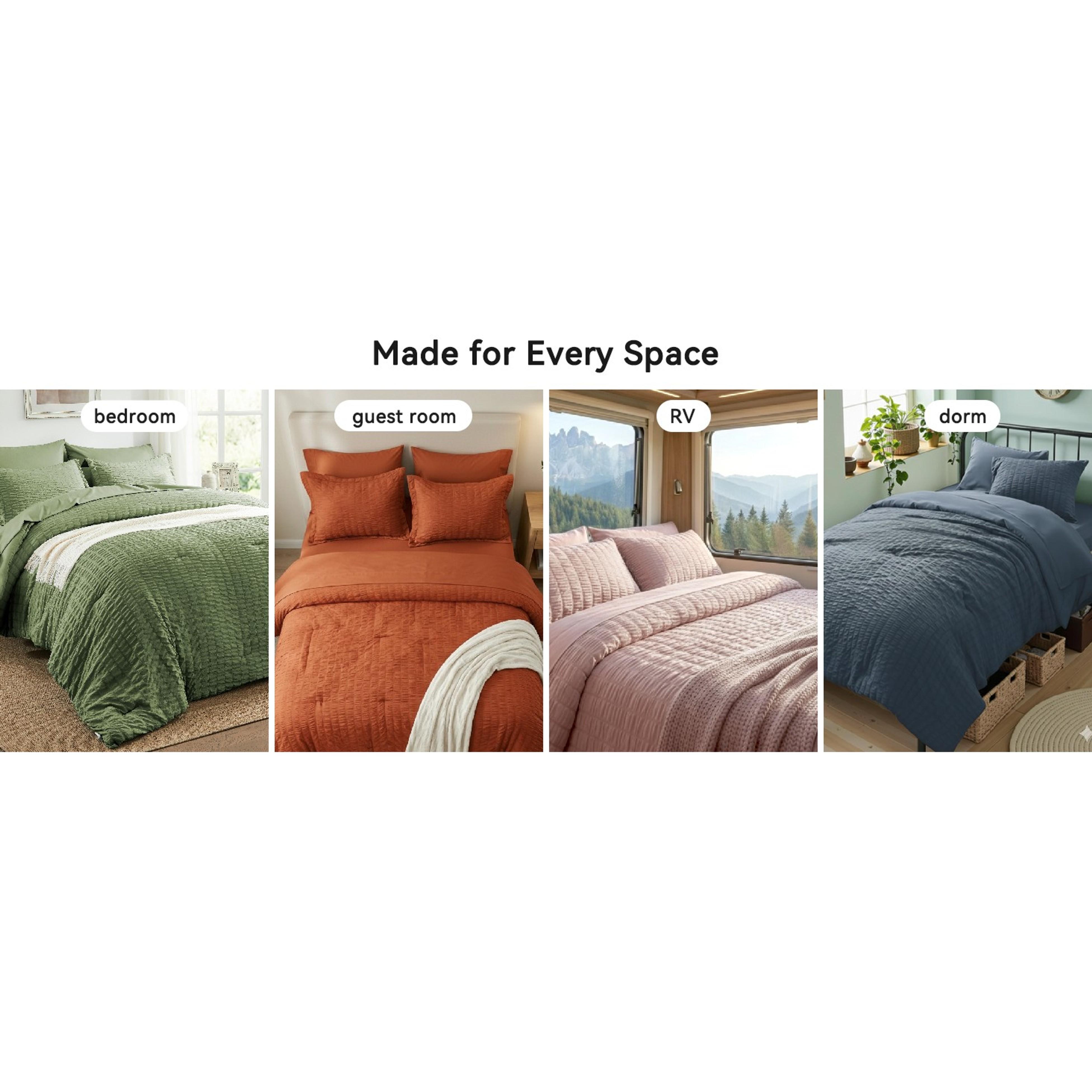 Queen Comforter Set 7 Piece, Green Bed in a Bag Queen Bedding Sets | Seersucker, OEKO-TEX Certified, Down Alternative Comforter with Breathable sheets&pillowcases,Lightweight,All Season Queen Comforter Set 7 Piece, Green Bed in a Bag Queen Bedding Sets | Seersucker, OEKO-TEX Certified, Down Alternative Comforter with Breathable sheets&pillowcases,Lightweight,All Season