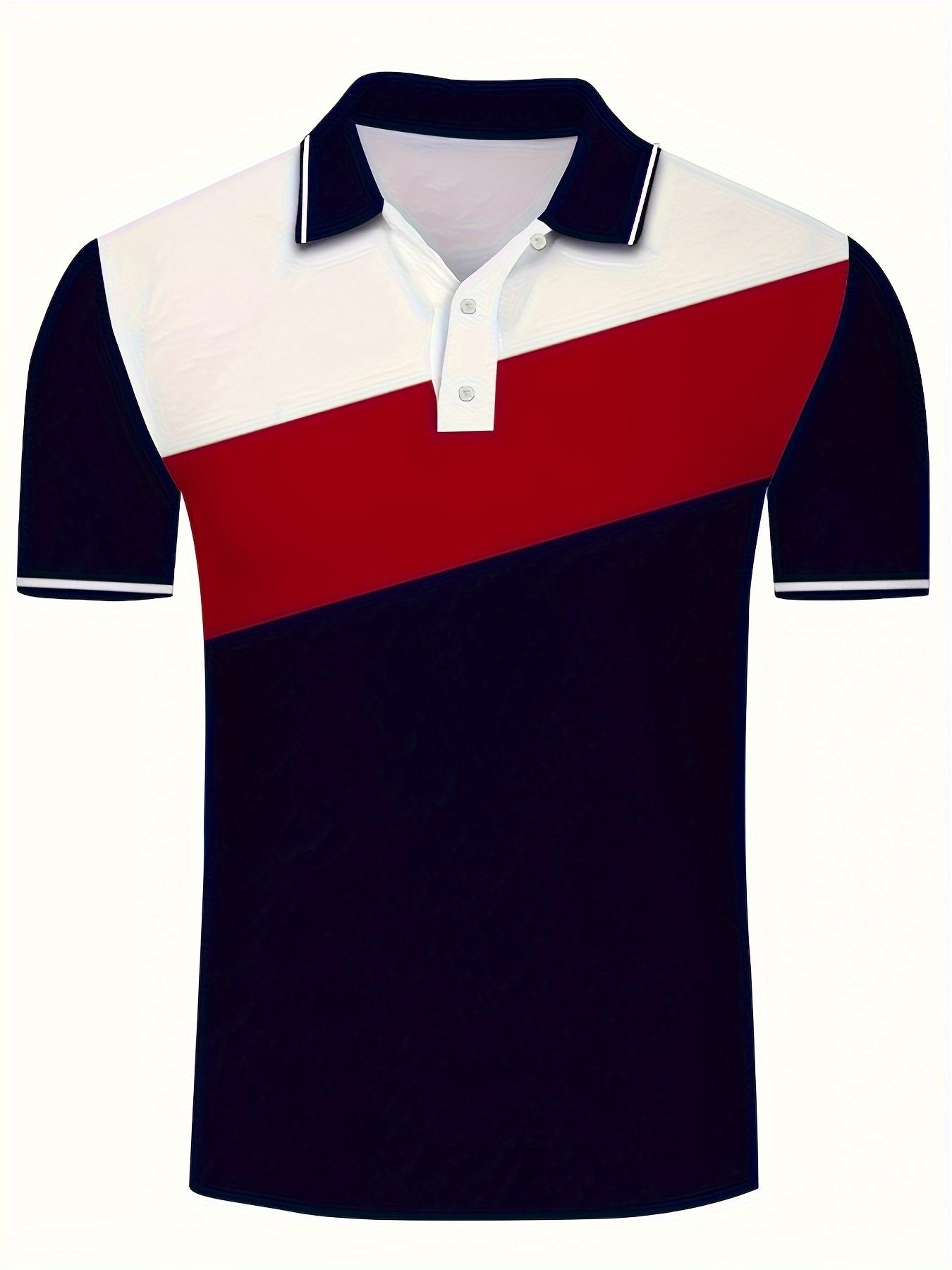 New Geometric Print Shirt, 3D Digital Print Casual Short Sleeve Top, Summer Collared Comfortable Breathable T-Shirt