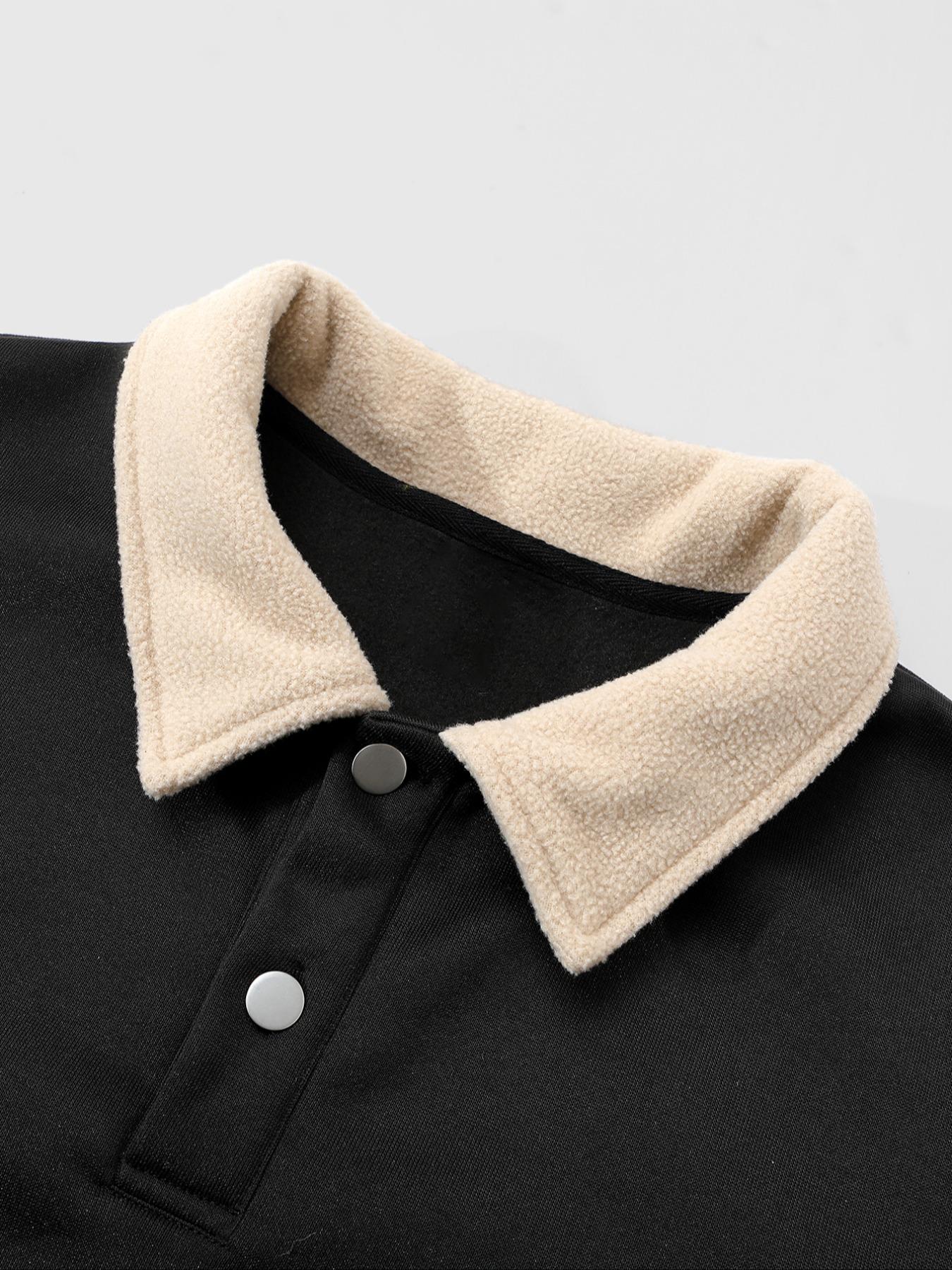 Unisex Graphic Print Polo Sweatshirt, Thick Vintage Style Fleece Pullover with Philippians 4:6 Quote, Streetwear Y2K Fashion