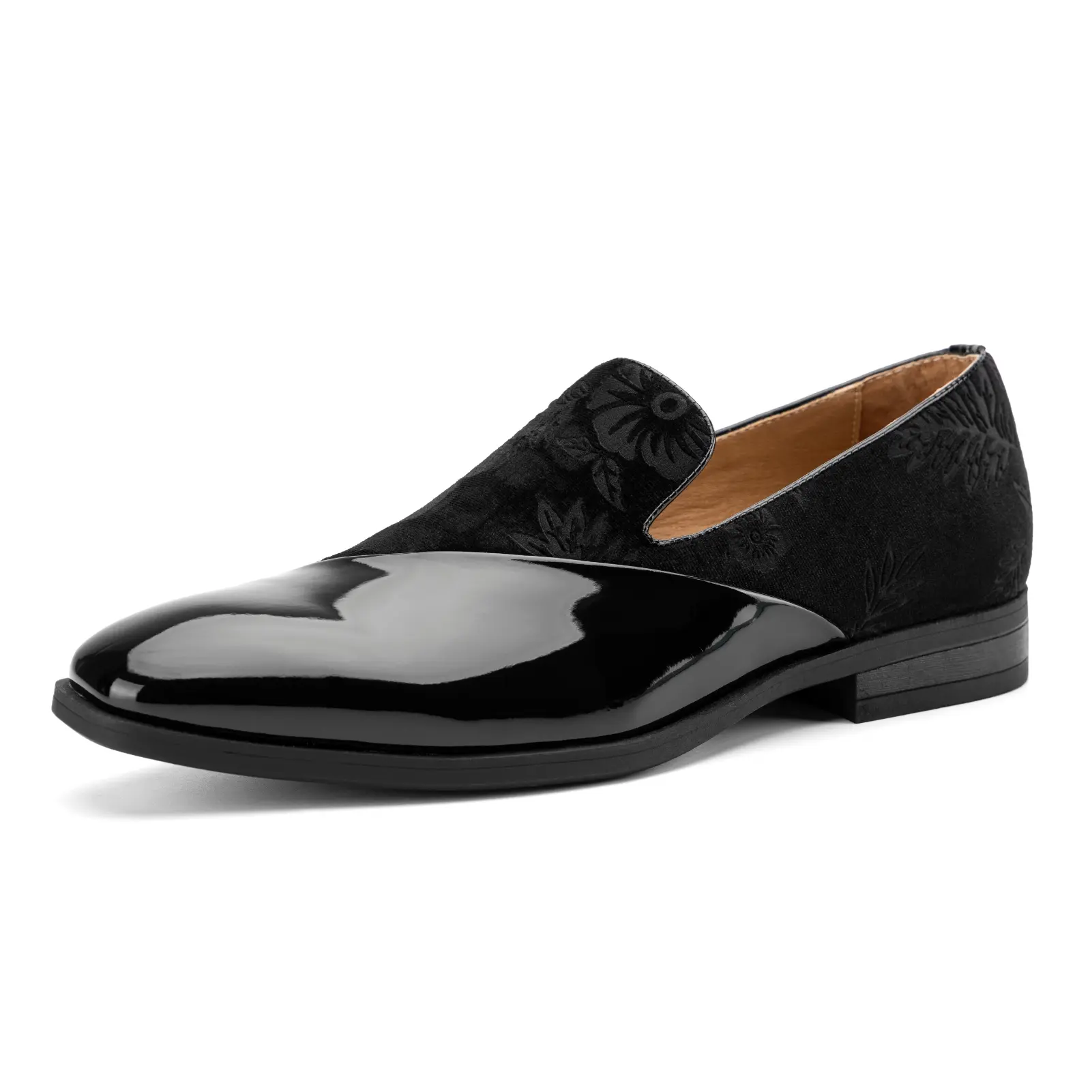 JITAI Men's Velvet Loafers Classic Patent Leather Tuxedo Dress Shoes for Weddings Formal Events Stylish Comfortable Slip-Ons for Men