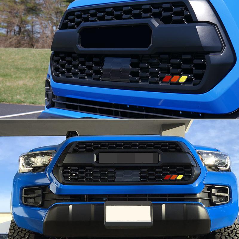 1 Set Tri-color 3 Front Grille Badge Emblem Decor For Toyota Tacoma TRD Pro 4Runner Tundra FJ RAV4 etc