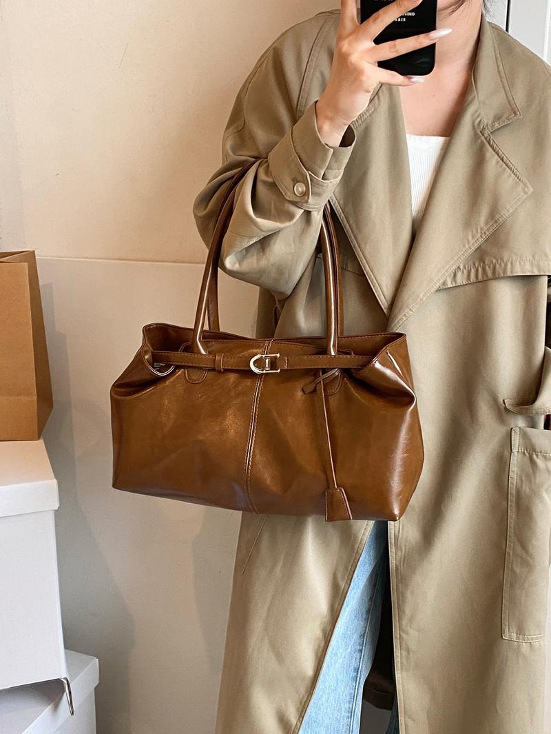 Elegant Vintage Bag, Large Capacity Shoulder Bag, Commuter Handbag, Daily Commuter Purse, Simple Versatile Daily Use for Women, All Seasons