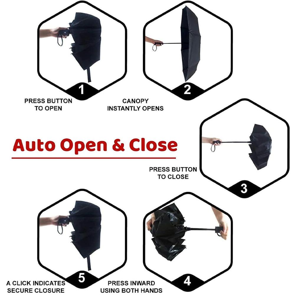 Floating World Wave Automatic Umbrella, Lightweight Retractable Travel Umbrella, Japanese Inspired Design, Windproof 8 Ribs, Unisex