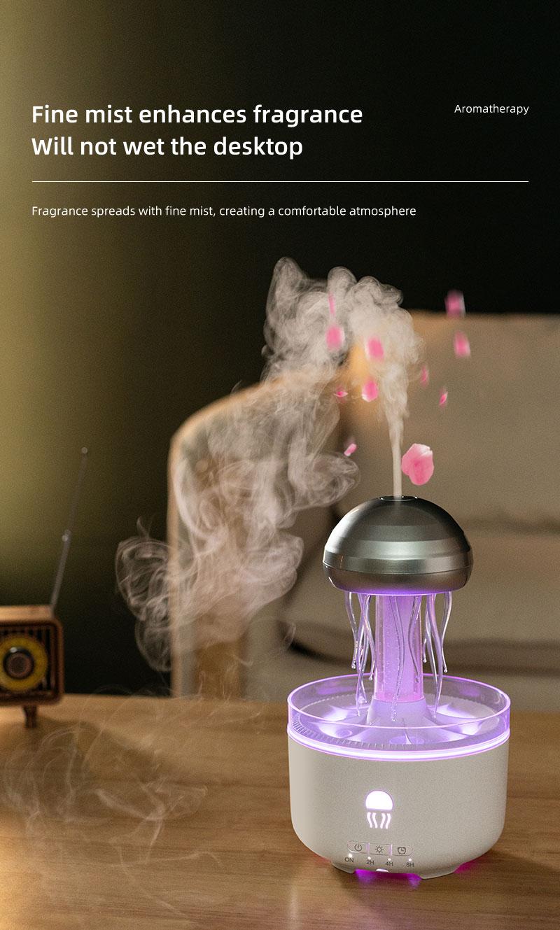 mechanical jellyfish aromatherapy machine household rotating raindrop humidifier desktop colorful atmosphere light diffuser Aromatic Multifunction