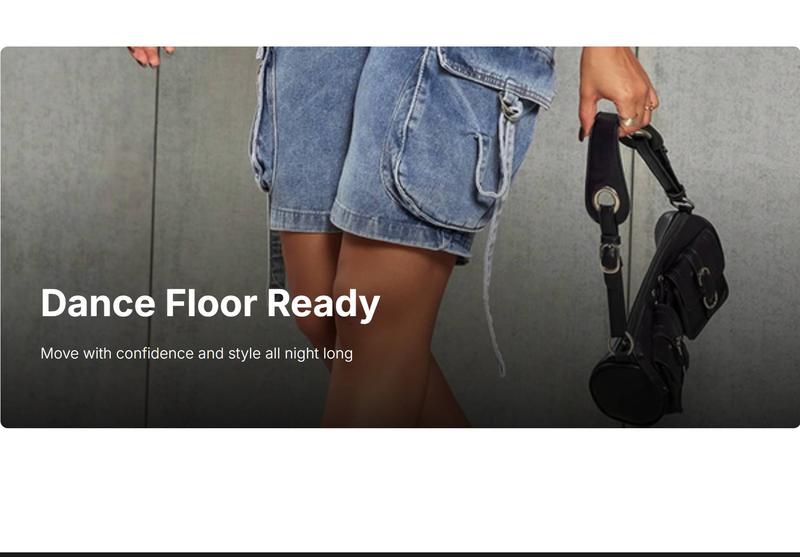 Y2K Street High Waist Flap Pocket Tape Detail Work Cargo Denim Bermuda Wide Leg Jean Shorts Summer Comfy Jorts Blue Casual Women's Bottoms Basic Fabric Fit Womenswear Polyester Streetwear Trouser Minimalist