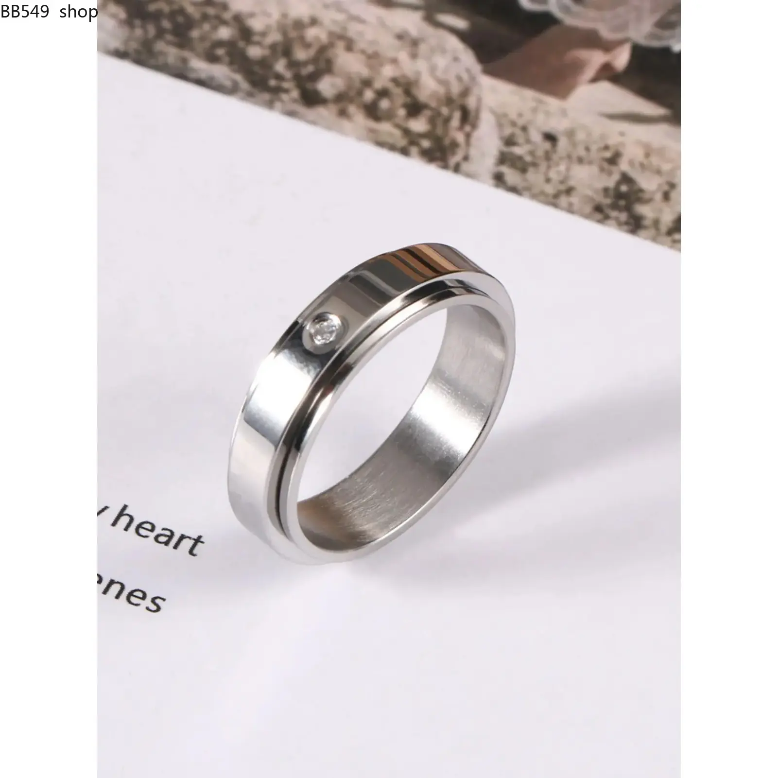 Unisex Stainless Steel Ring, Simple Design, Rotatable Feature, Minimalist Style, Ideal for Couples & Singles, Durable Material, Wedding Promise Rings, Anniversary Ring, Metal Rings, Jewelry Rings