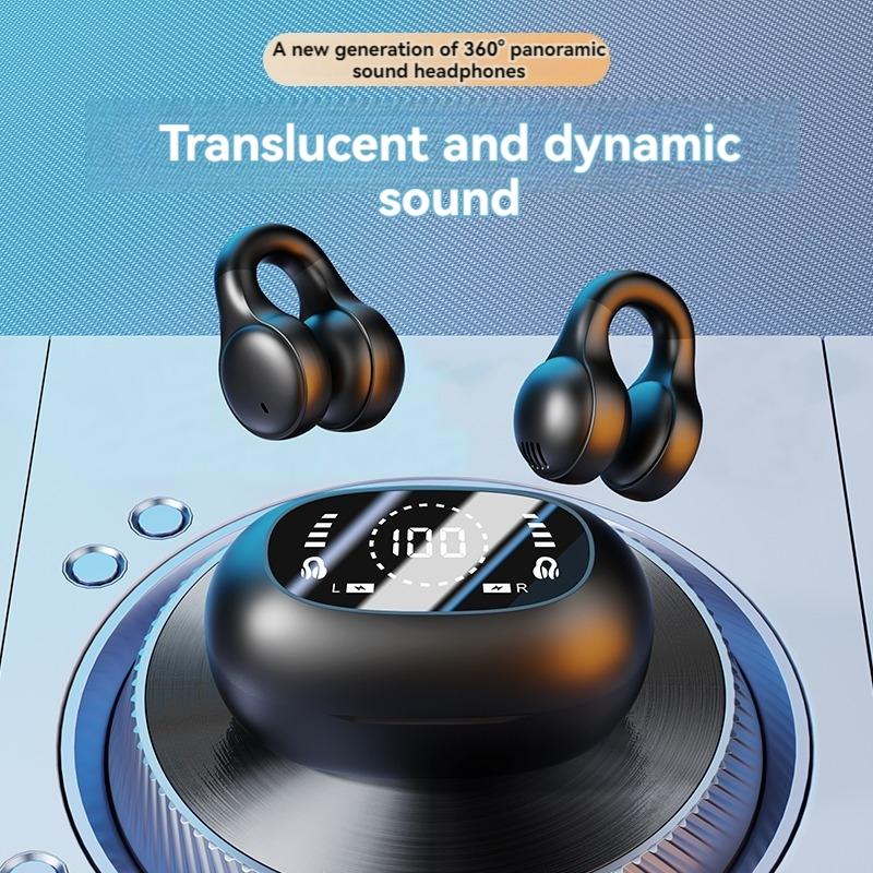 Wireless Ear Hook Earphone, Long Standby Gaming Headset with Digital Display Charging Case, True Wireless Bluetooth-compatible Fitness Earbuds for Sports Running, Chargeable Headphones