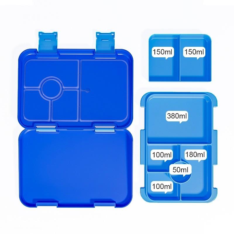 Portable Dual-Clasp Student Bento Box, Leak-Proof Lunch Container with Compartments, Square Microwave Heating Friendly