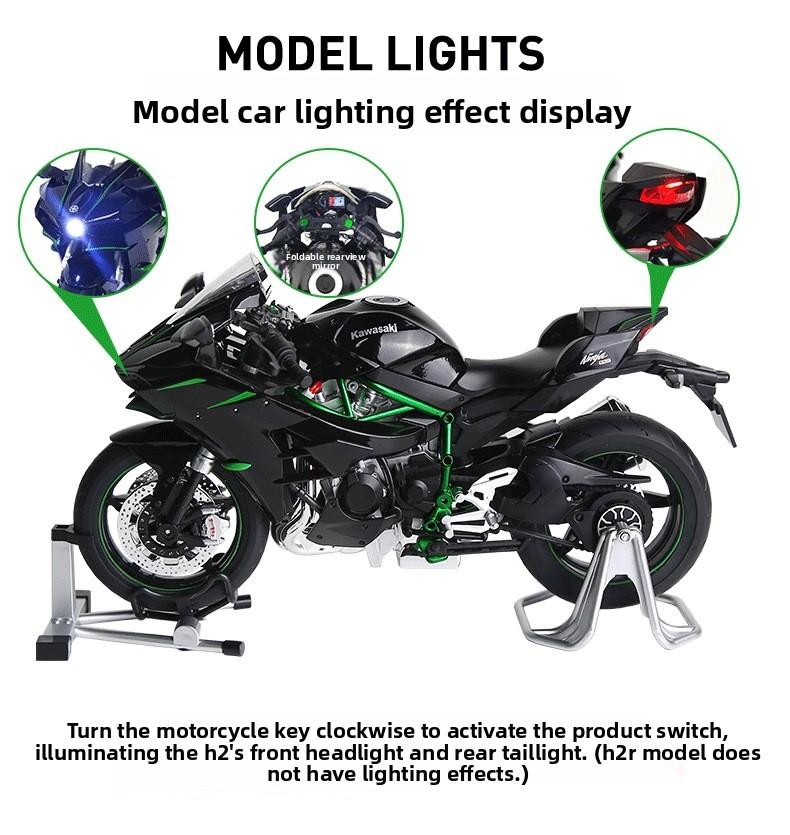 Dynamic H2r Motorcycle Model, Smoke Exhaust, Fire Start, Alloy Replica, Sound & Spray, Realistic Motorbike Experience, Gift for Boyfriend, Collectible, Toy
