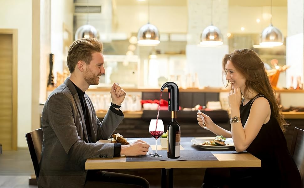 Wine Aerator, Wine Decanter Pump Dispenser Gifts Set,Wine Aerator Pourer Spout.Wine Dispenser Pump Wine Accessories, Wine Gifts for Wine Lovers Black-