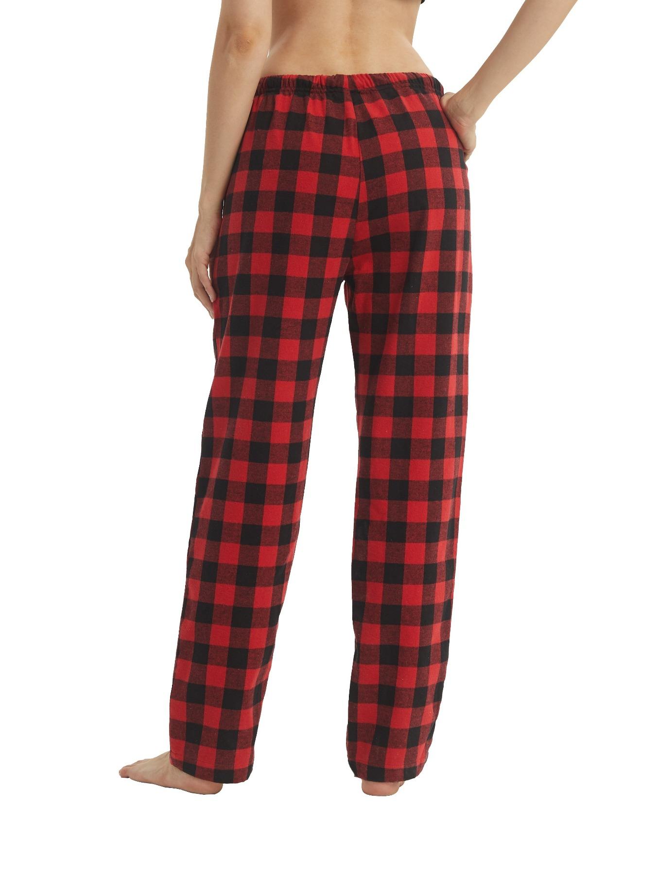 Women's Flannel Plaid Sleep Pants Soft Comfortable Indoor Home Long Pants Casual Outdoor Drawstring Waist All Seasons Cotton