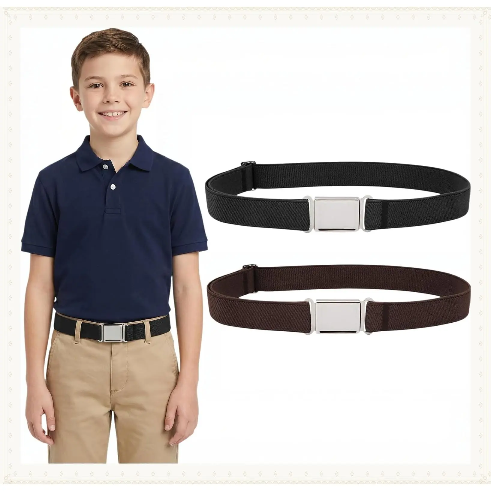 Kids Adjustable Magnetic Belt Boys Girls Elastic Belt with Easy Magnetic Buckle for Back to School GirlsGift
