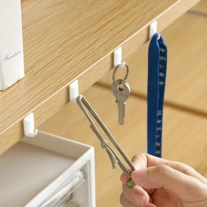 9/18/36/72pcs No-Drill Strong Adhesive Hooks, Seamless Wall Mounting, Sticky Hooks for Kitchen Bathroom Door Back Storage