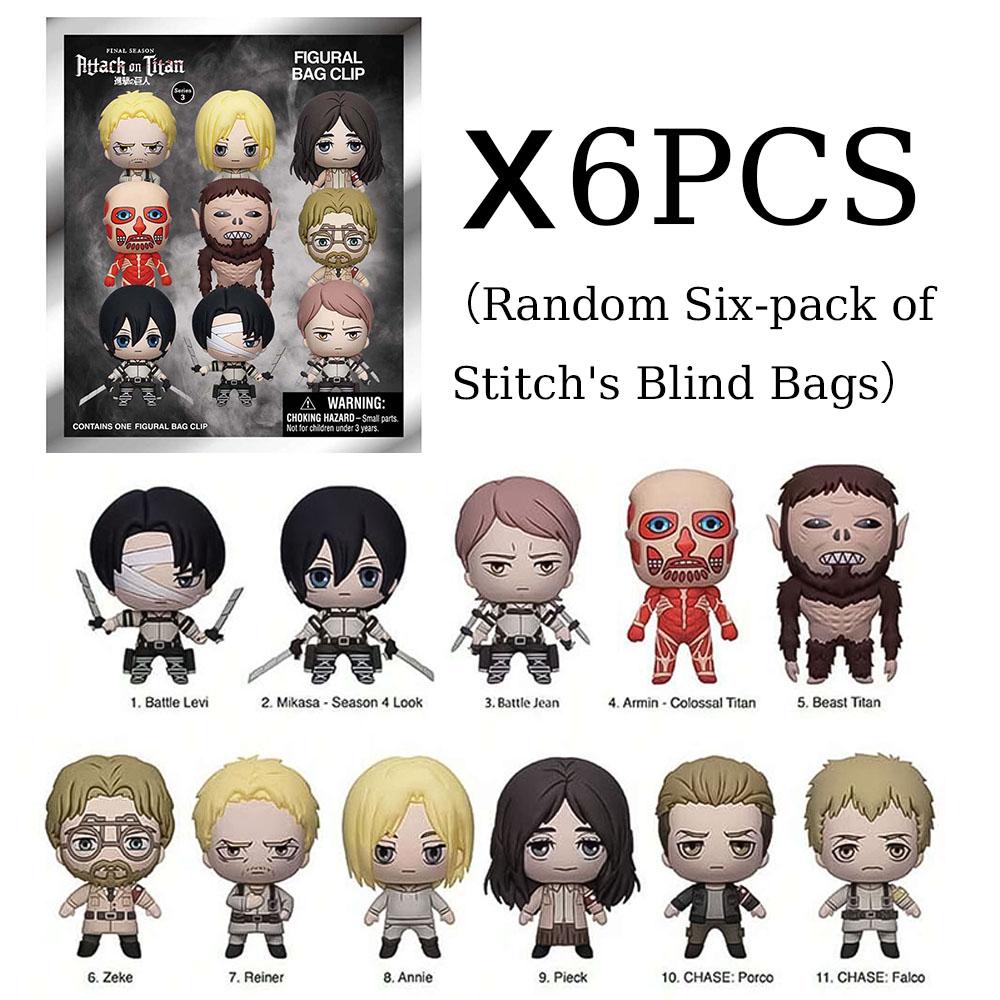 ATTACK ON TITAN Officially Licensed 3D Cartoon Anime Characters Series 3 Mystery Blind Box Keychain Eren JägerMikasa Ackerman Exquisite Collectibles for Friends Family Couples Birthday