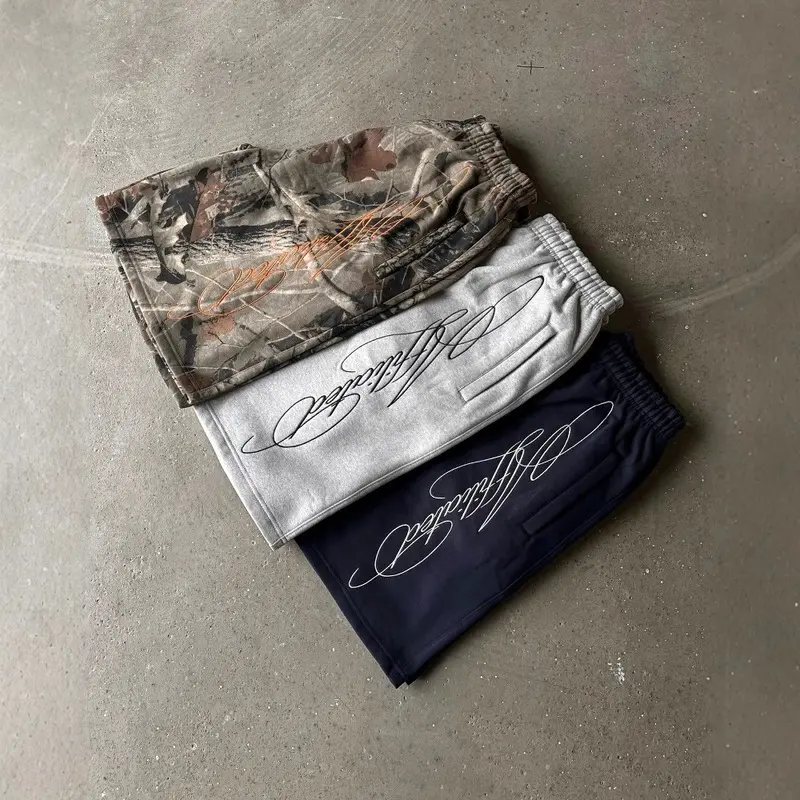 Summer Unisex Loose Casual Shorts High-Waisted Elastic Letter Embroidery Five-Point Sweatpants