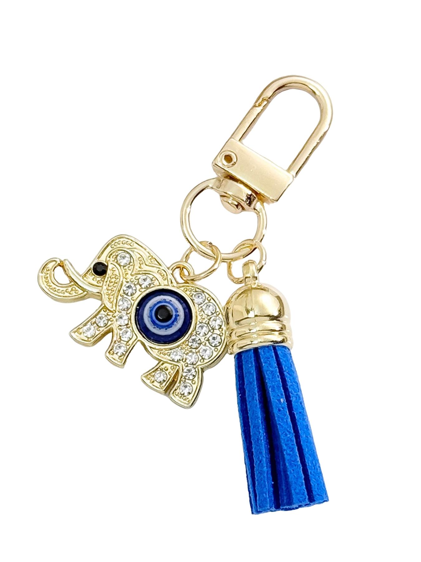 Fashion Creative Devil Eye and Elephant Palm Pendant Keychain Bag Charm, Friendship Gift, Unique Accessory for Daily Use