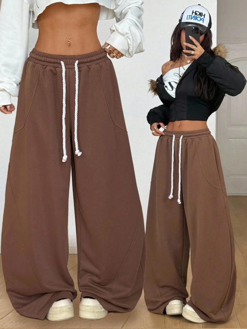 Women's Fall/Winter Streetwear Going Out Back To School Break Oversized Elastic Waistband Comfortable Scimitar Pants Sweatpants