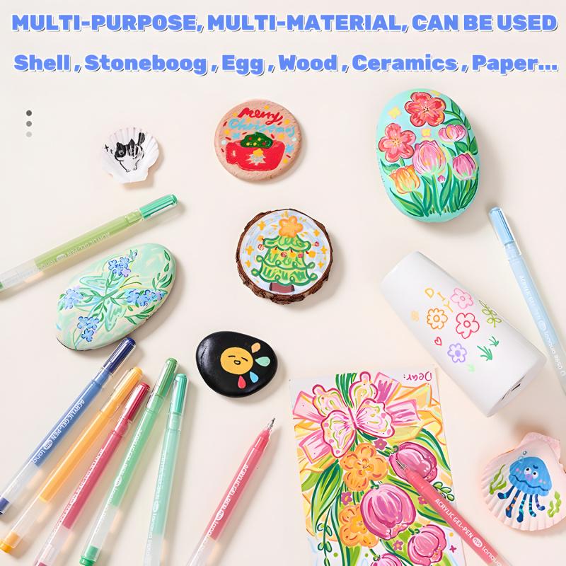 Colored Gel Pen (12pcs/set), 1mm Needle Tip Gel Pen, Large Capacity Ink Pens, Art Supplies for Diary, Card, DIY, Coloring, Doodling, Scrapbooking Supplies, Colorful Precision Pens, Acrylic Painting Pen