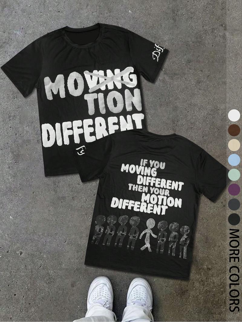 Men's and Women's Short Sleeve T-Shirt with Letter Character Print, Stylish Casual Fit Summer Tee for Youth, Versatile American Trendy Style