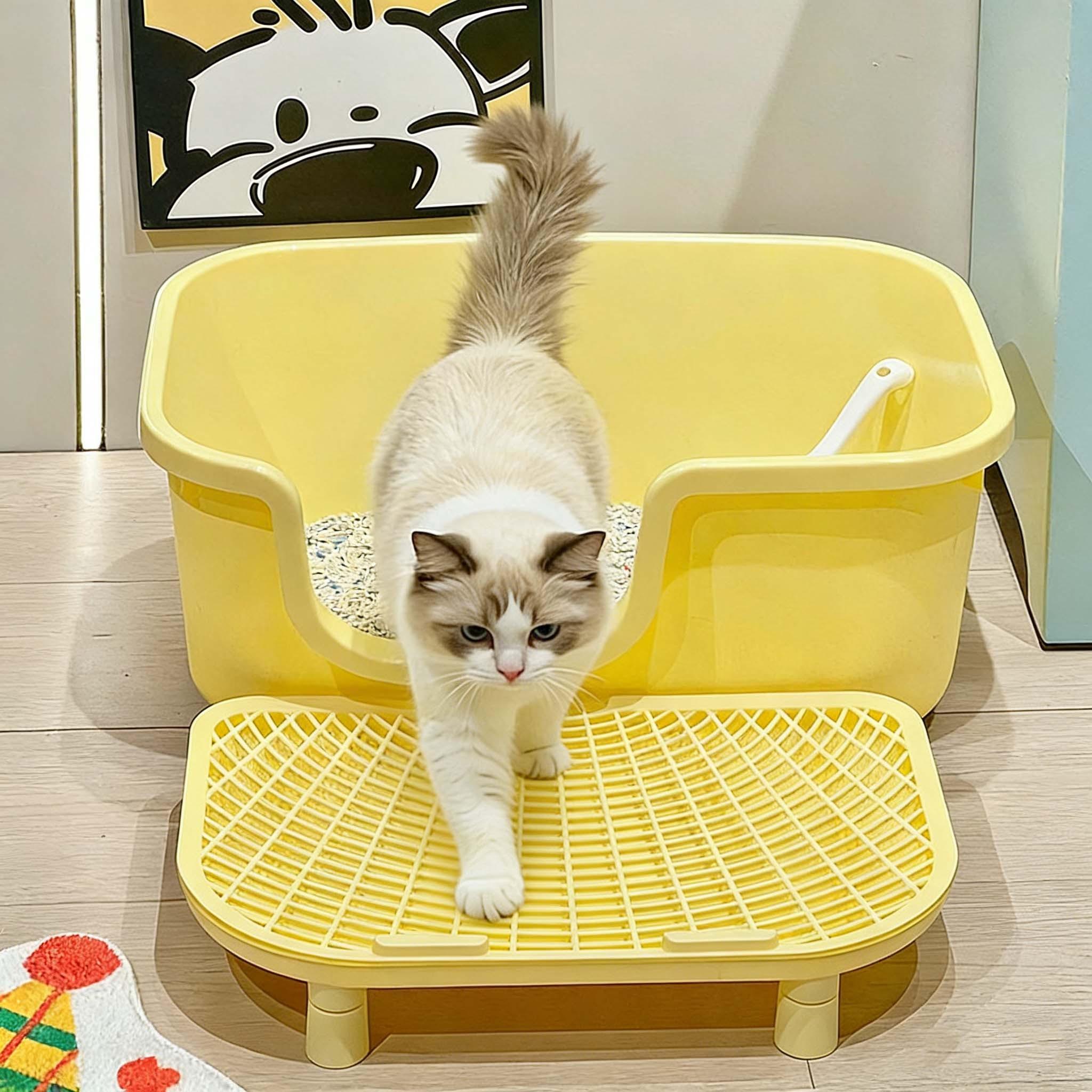 Large Cat Litter Box Lid, Anti-Scatter Design, Automatic Cleaning, Portable for Kittens and Maine Coon Cats, Pet Accessories