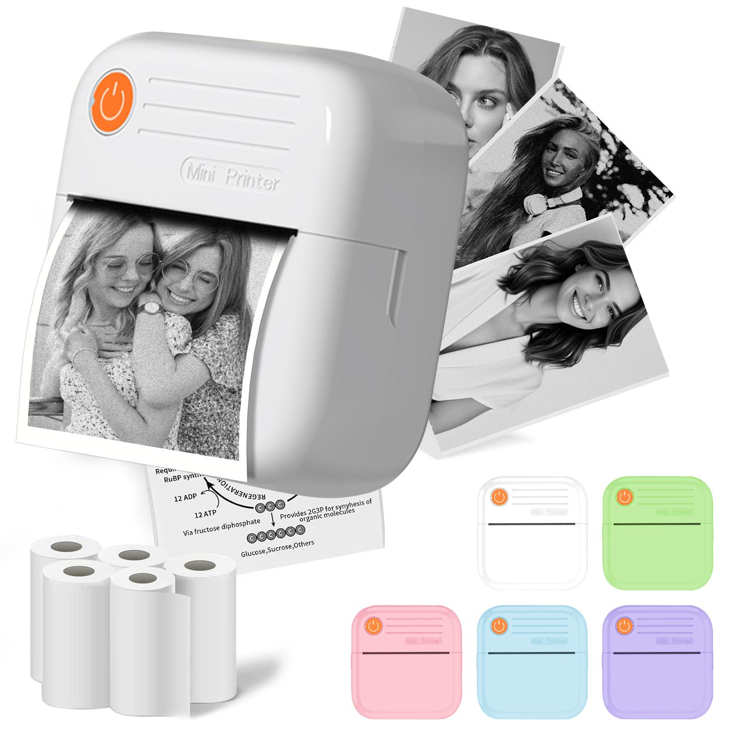 Wireless Mini Printer, Thermal Wireless Printer, Ink Free Sticker Printer, Inkless Printer, Portable Receipt Printer, Suitable for Photos, 1200mAh,4.44Wh, Diaries, suitable for family, friends, traveling and outdoor adventures, Portable Handheld Printer